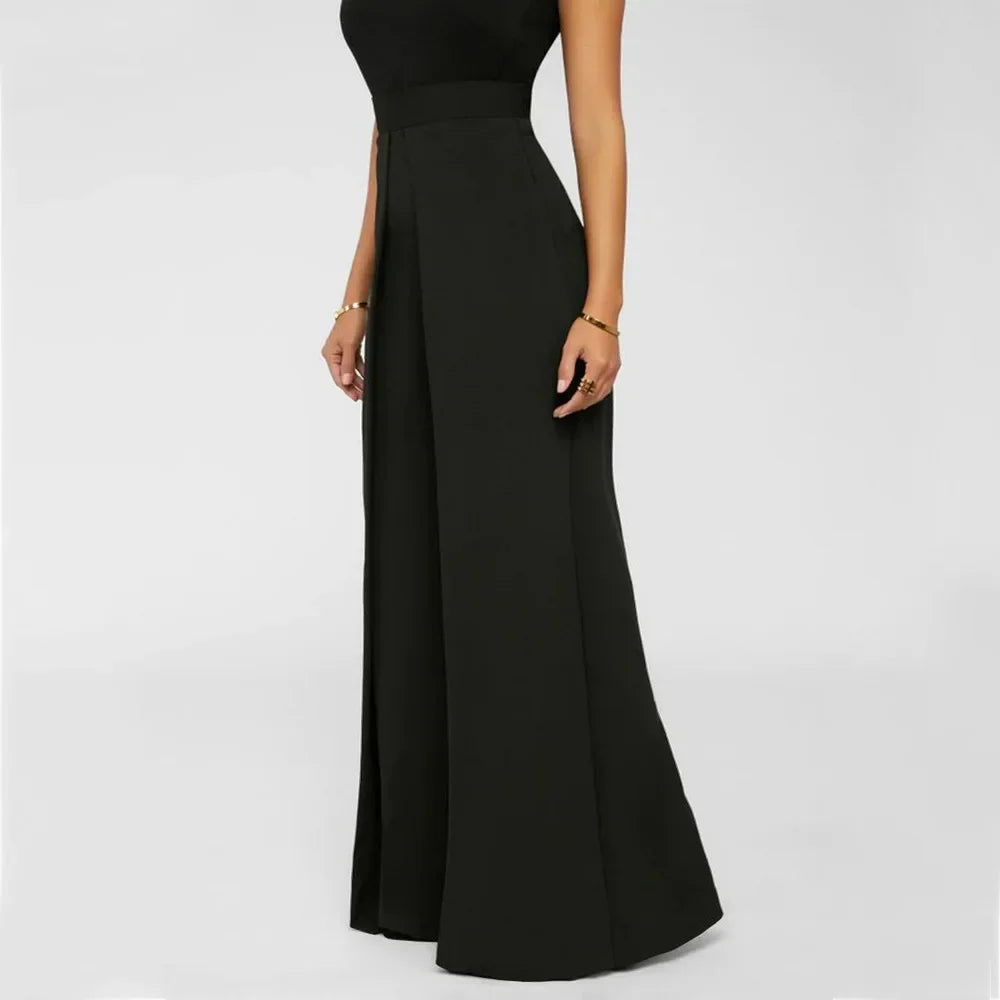 Asymmetric High-Waist Wide-Leg Trousers