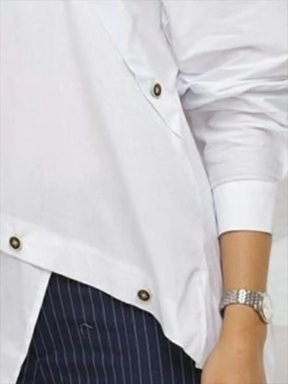 Asymmetric Split-Front Long Sleeve Shirt