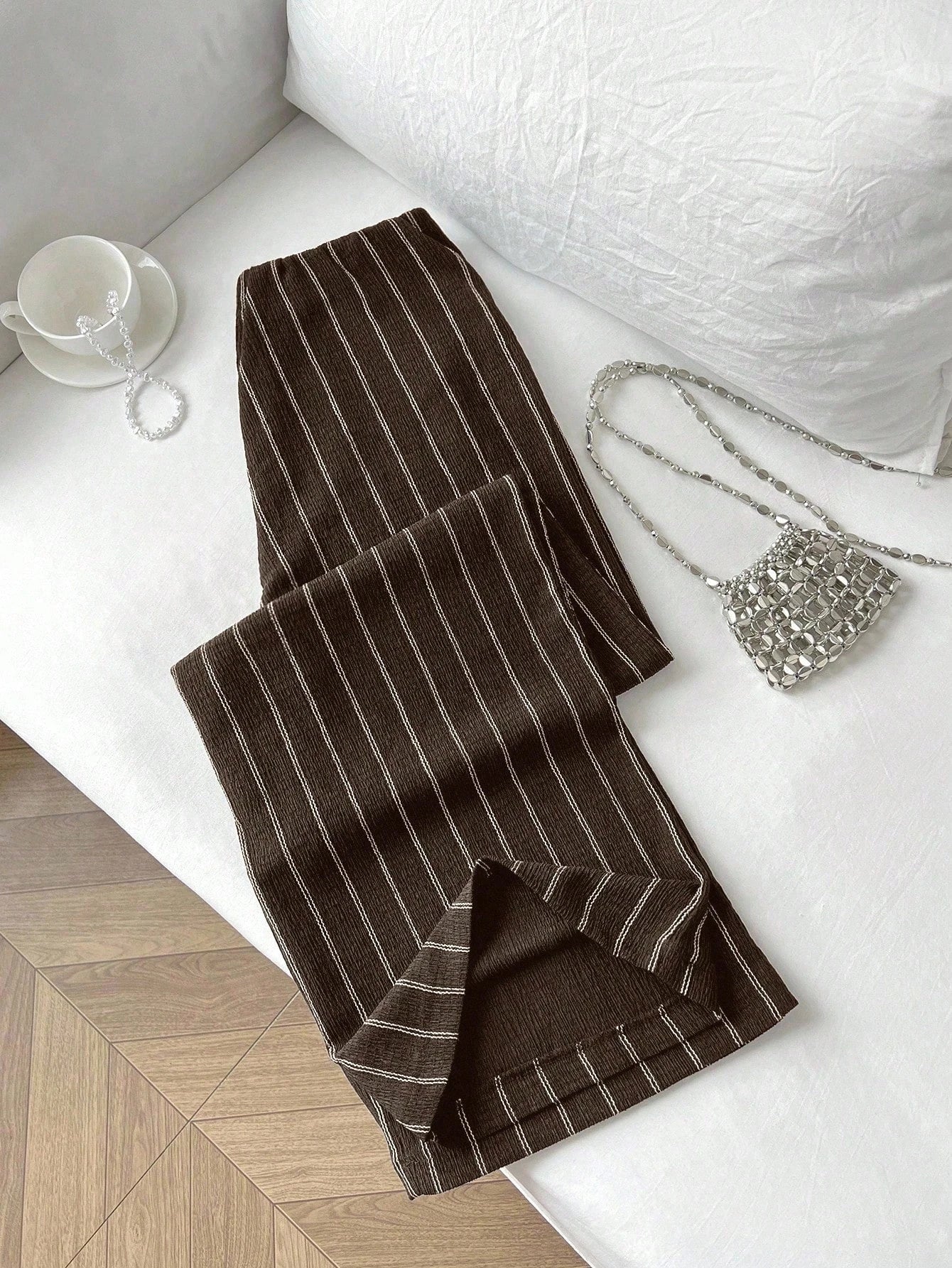 High Waist Striped Wide Leg Pants