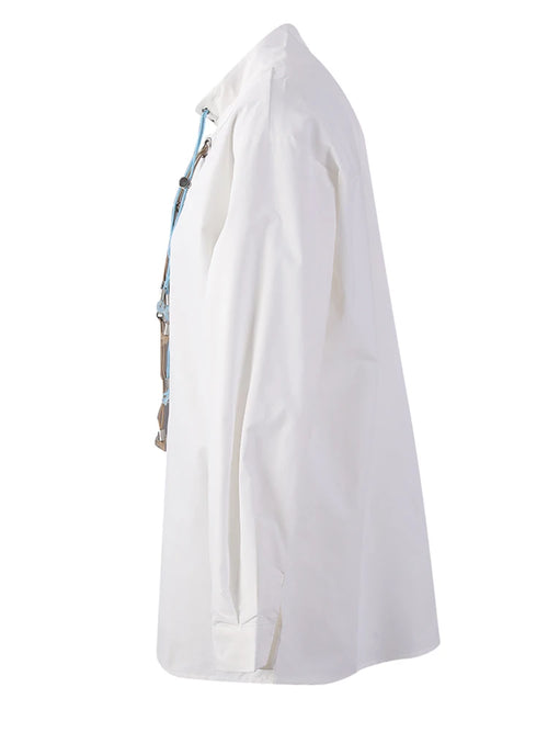 Bandage Stand Collar Oversized Blouse