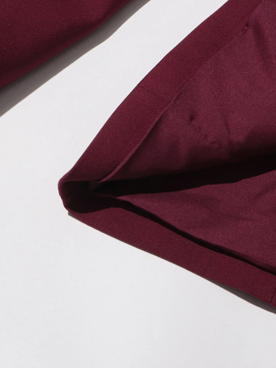 Stand Collar Top & Wide-Leg Trousers Set