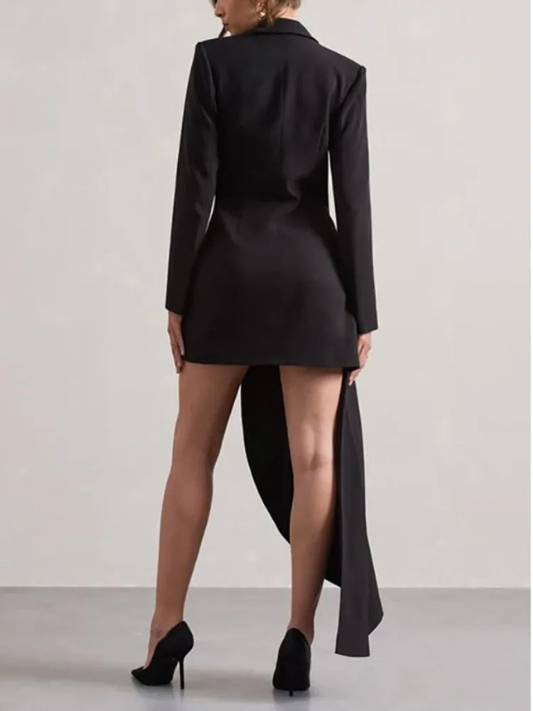 High-Low Notched Collar Blazer