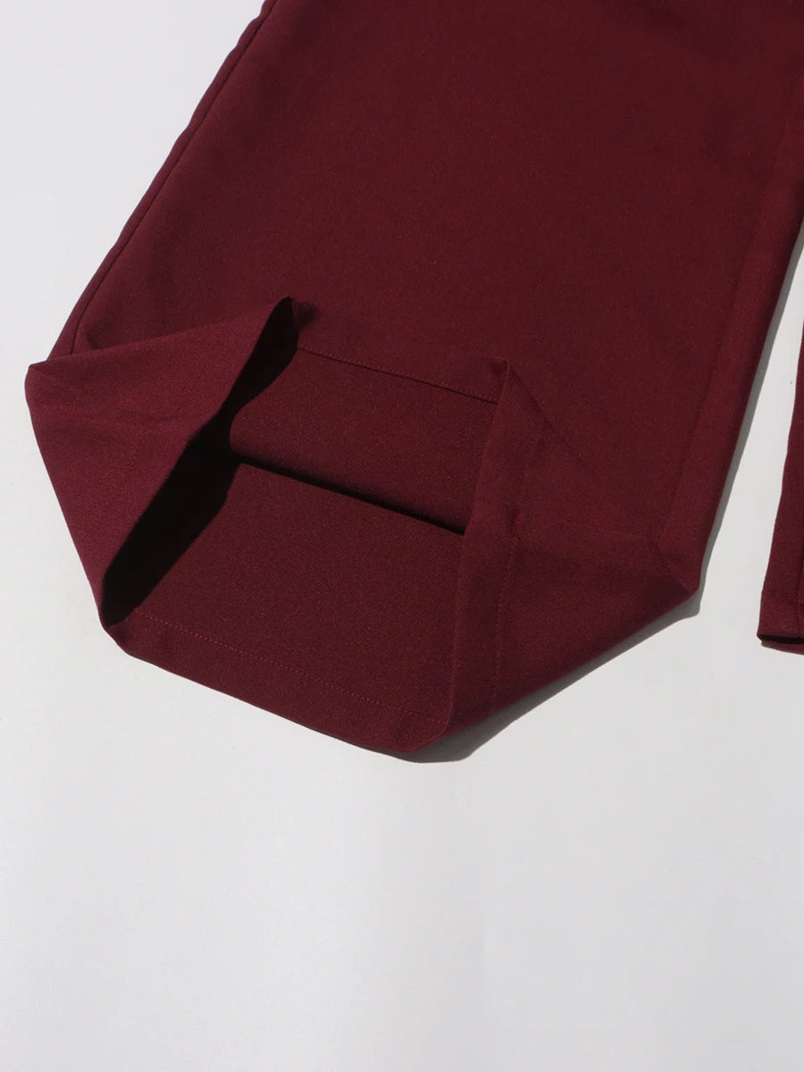 Stand Collar Top & Wide-Leg Trousers Set