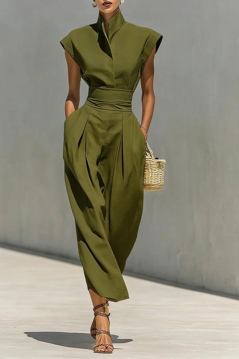High Waist Midi Skirt & High Neck Top Set