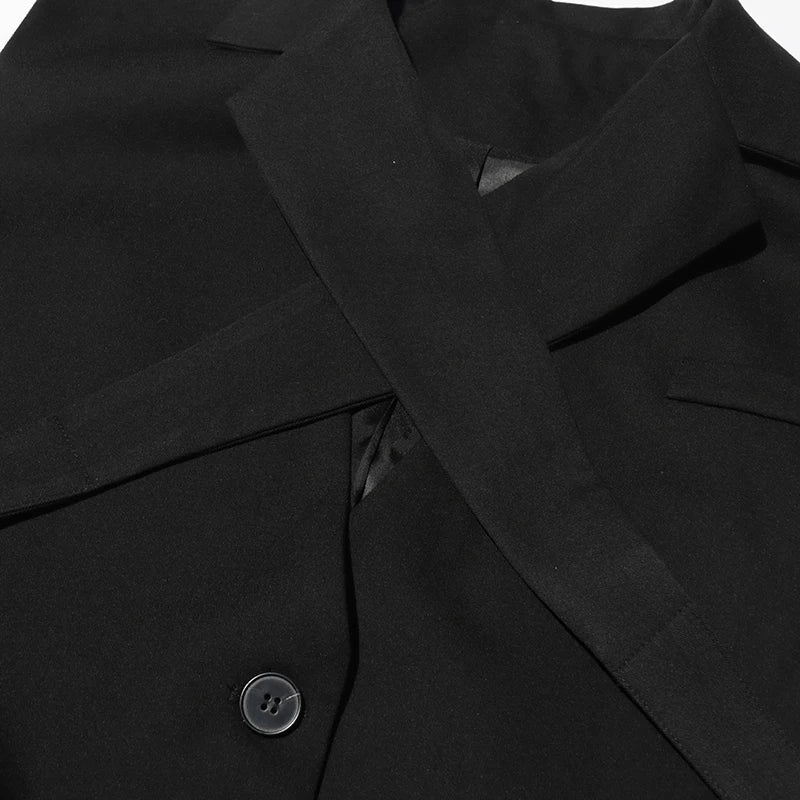 Belted Lapel Sleeveless Waistcoat