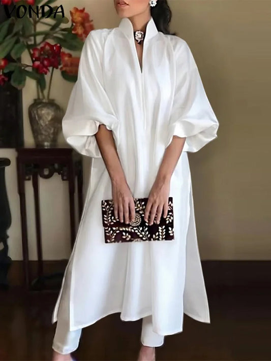 Elastic Waist A-Line Maxi Dress