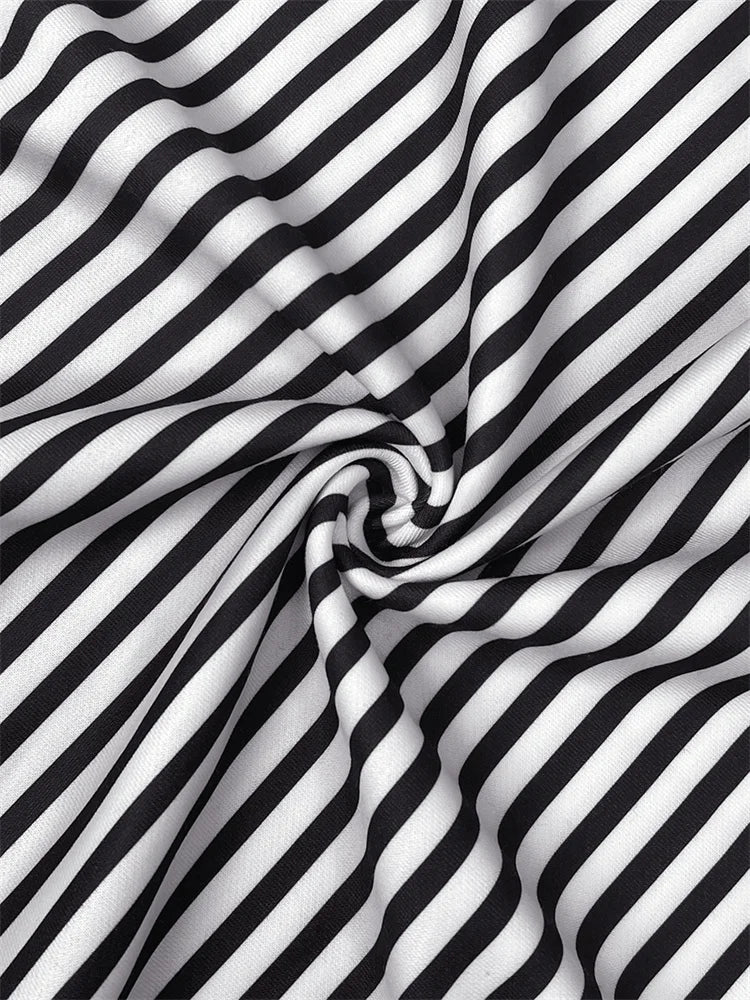 Striped Stand Collar T-Shirt