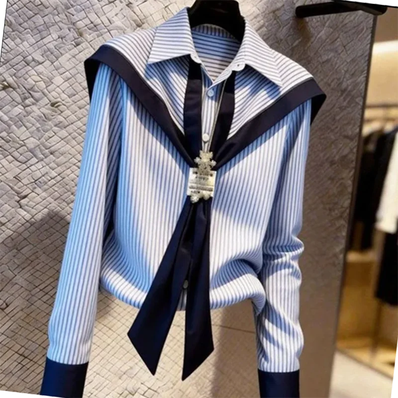 Striped French-Style Long Sleeve Shirt