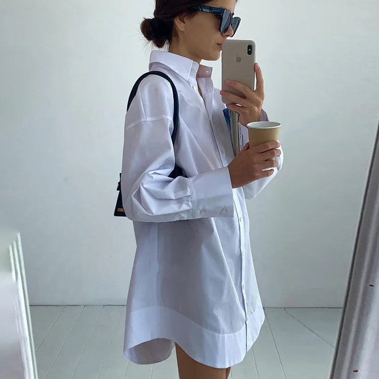 Minimalist Patchwork Oversized Work Blouse