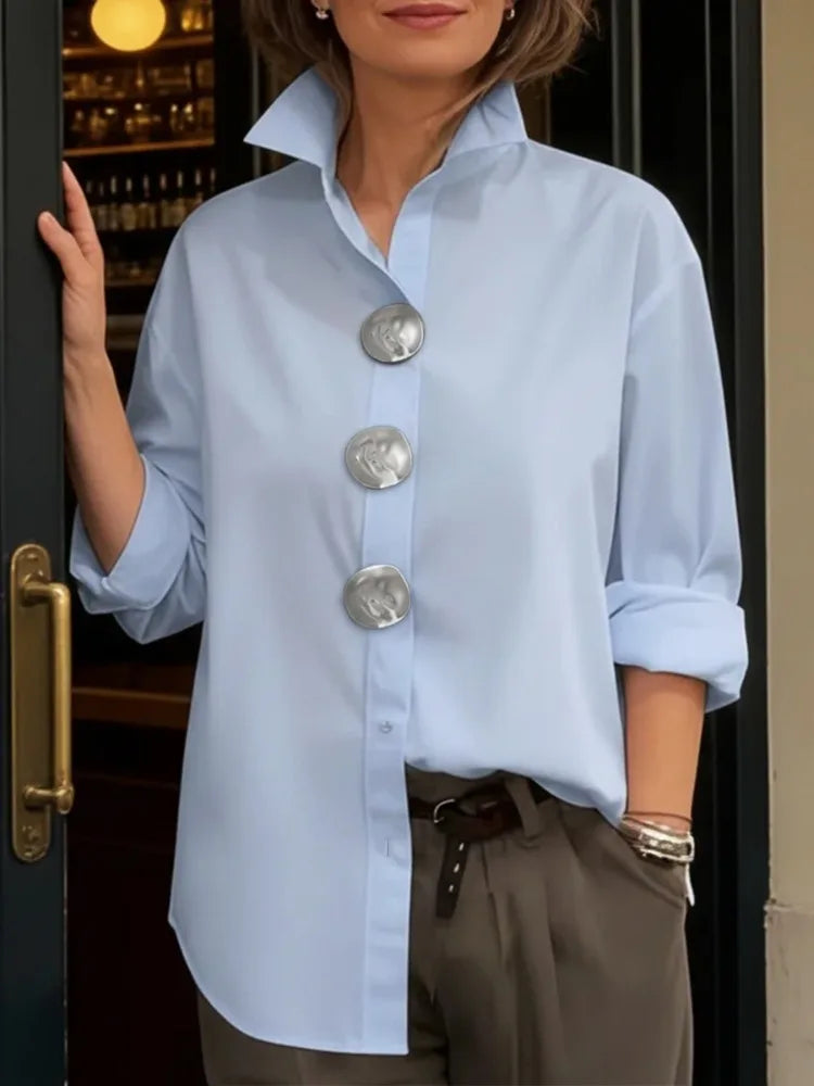 Loose Cotton Lapel Blouse