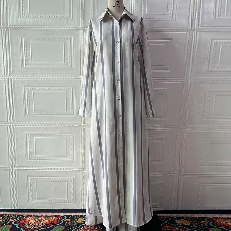 Striped Shirt & Wide-Leg Trousers Set
