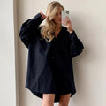 Minimalist Patchwork Oversized Work Blouse