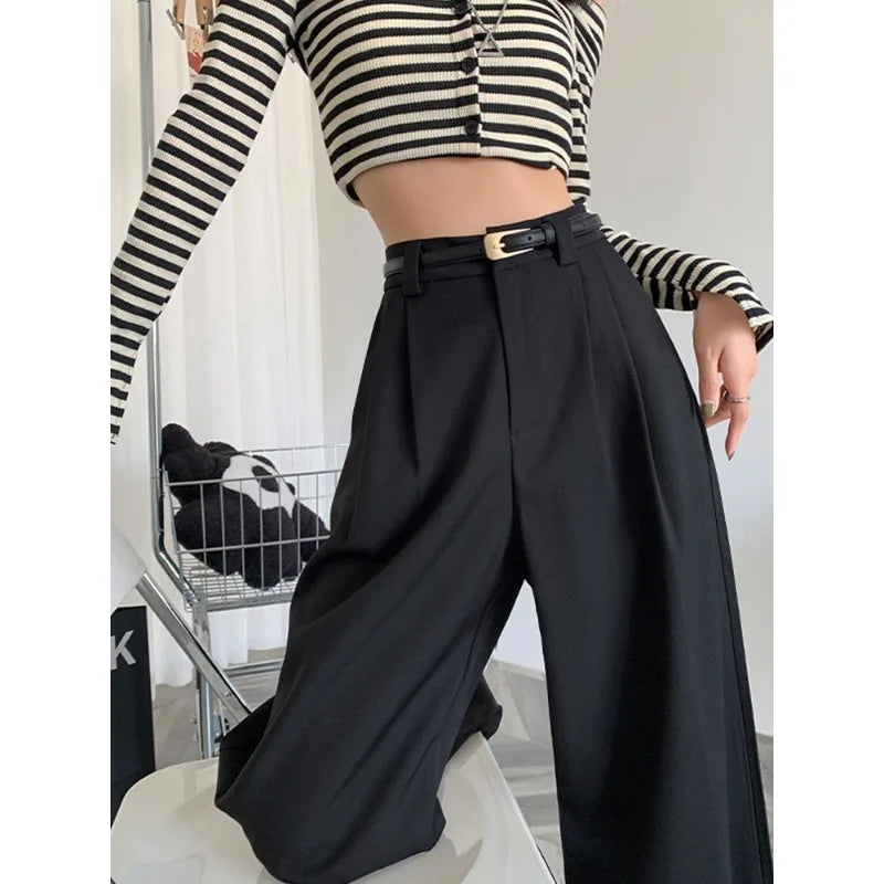 High-Waist Wide-Leg Suit Trousers