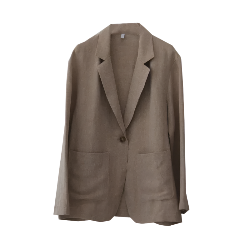 Notch Lapel Cotton Linen Casual Blazer
