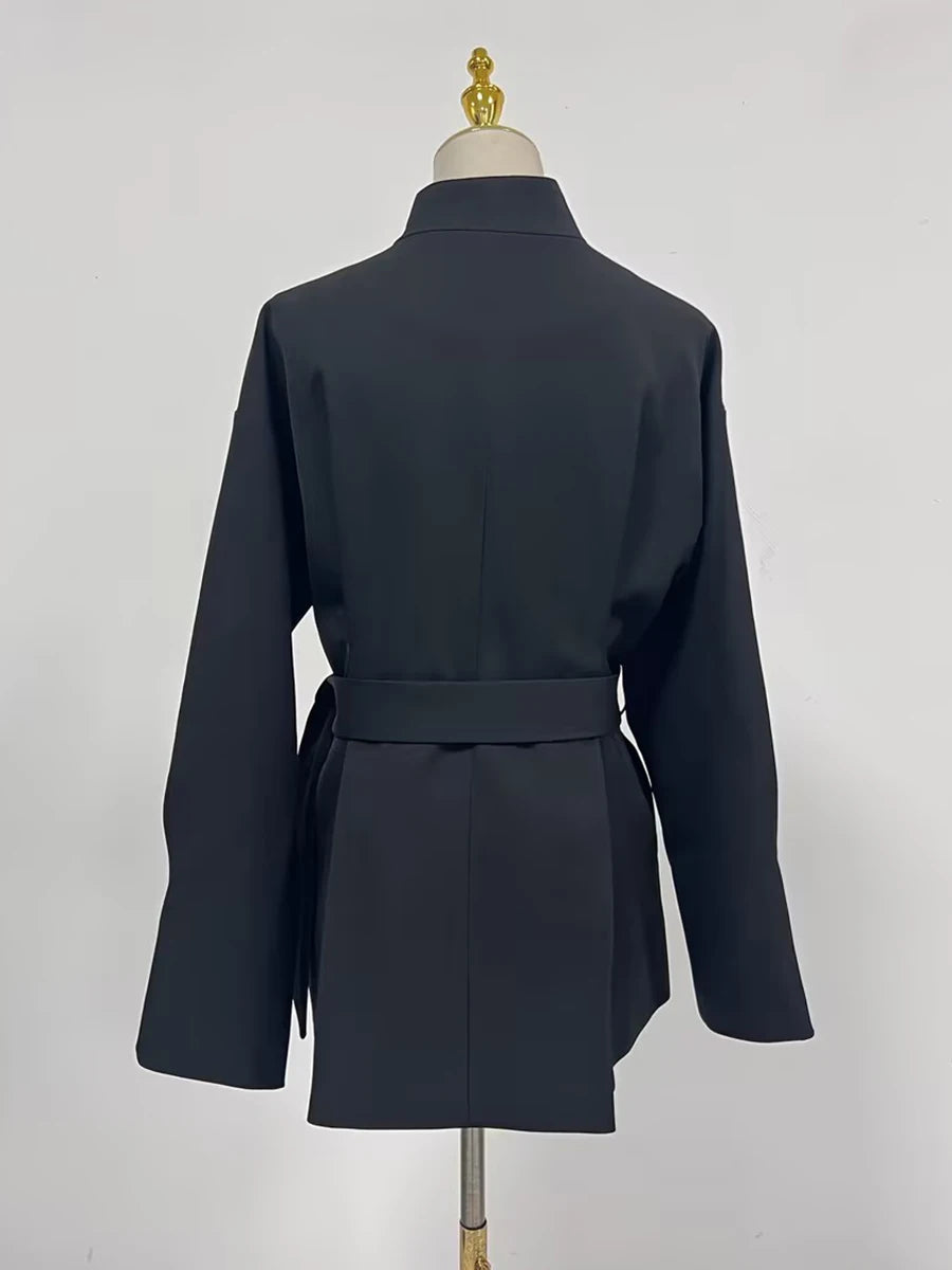 Belted Coat & Cargo Trousers Set