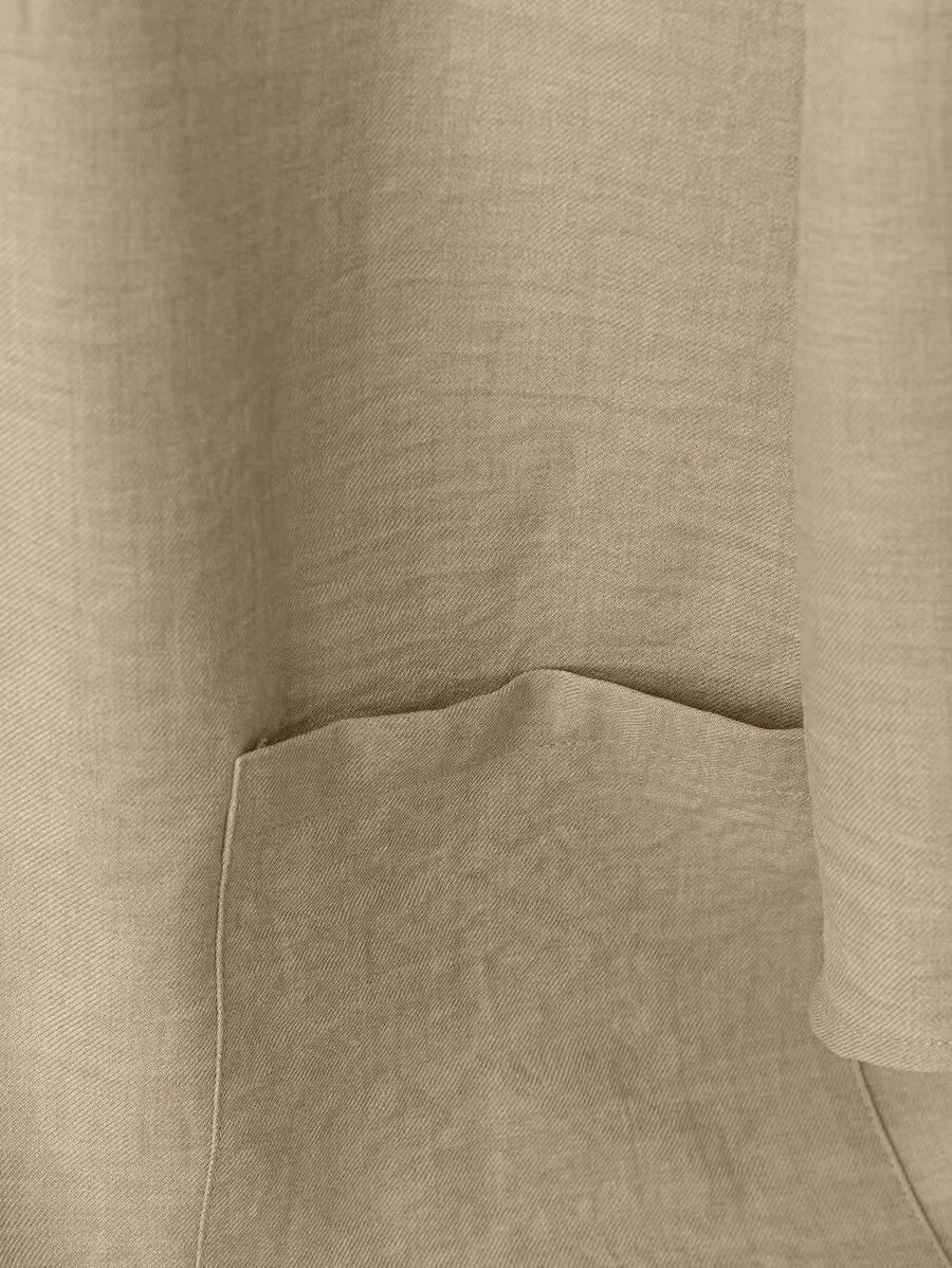 V-Neck Button Top & Straight Pants Set