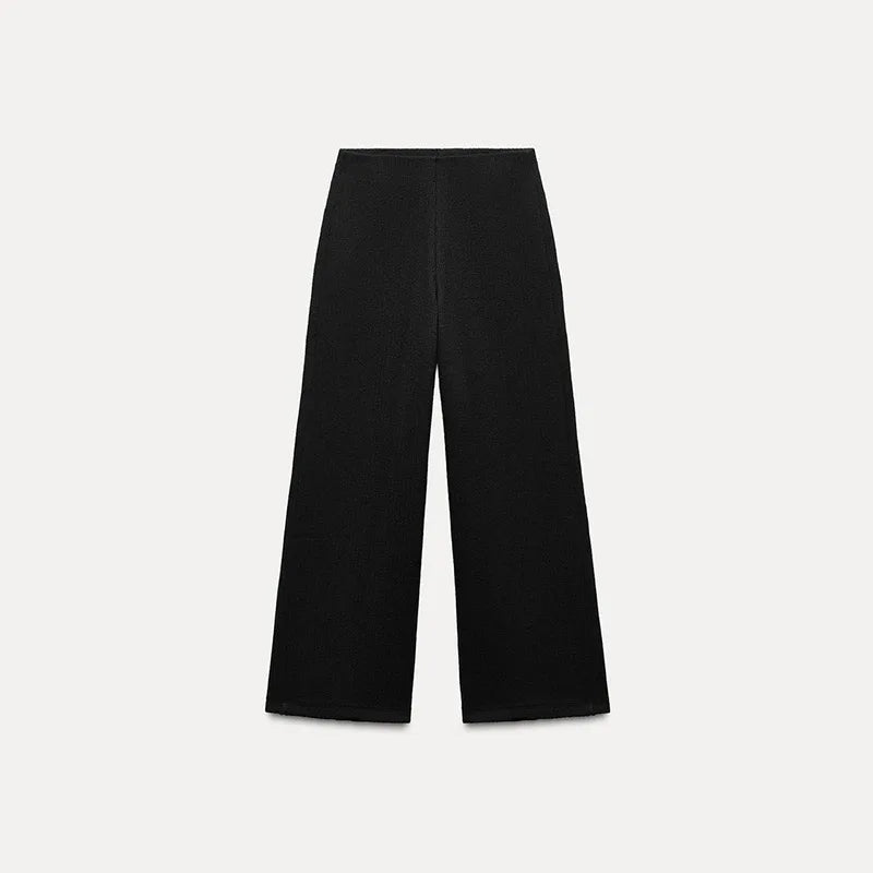 Knit Sleeveless Vest & Wide-Leg Trousers Set