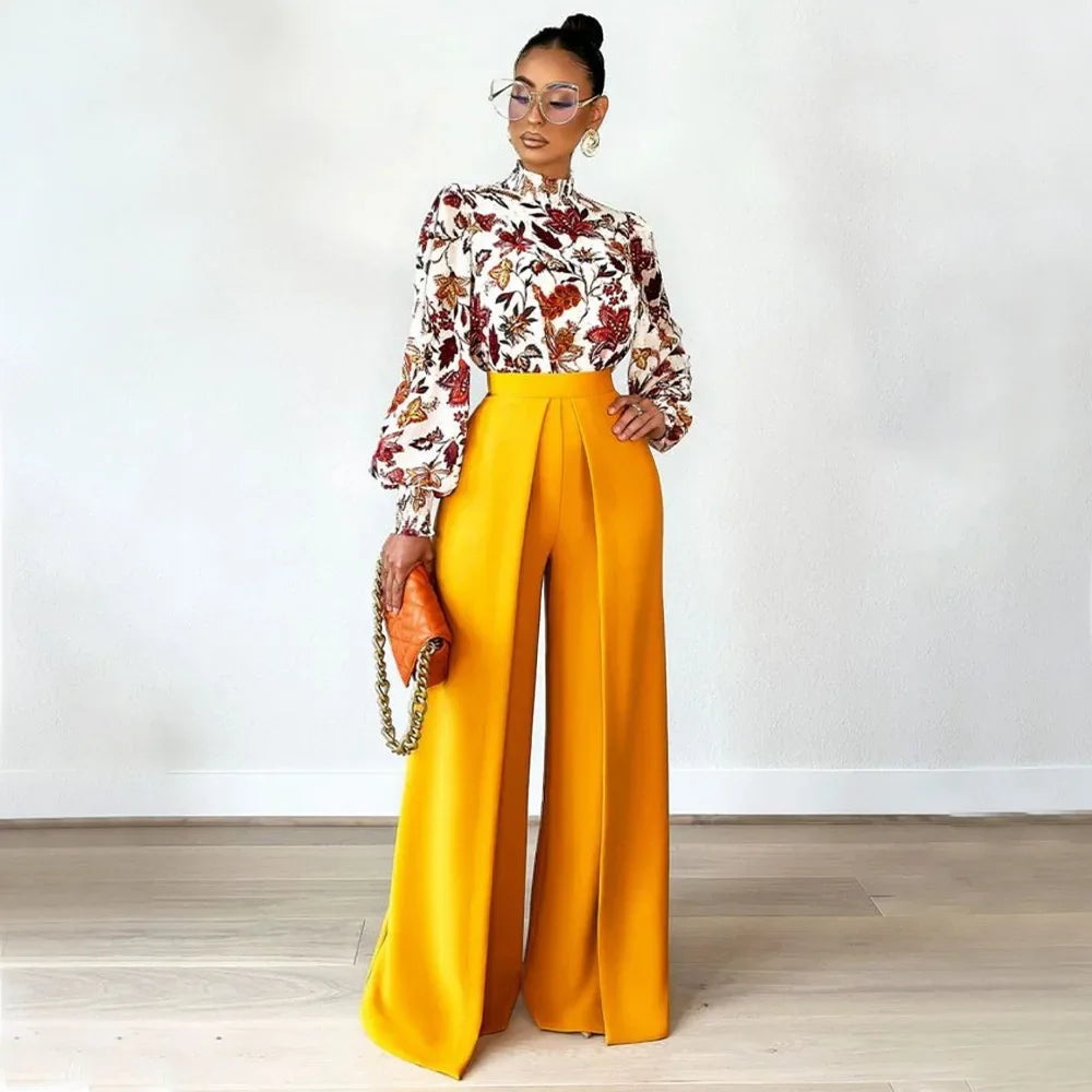 Asymmetric High-Waist Wide-Leg Trousers