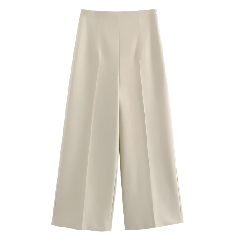 High-Waist Pleated Fluid Wide-Leg Trousers