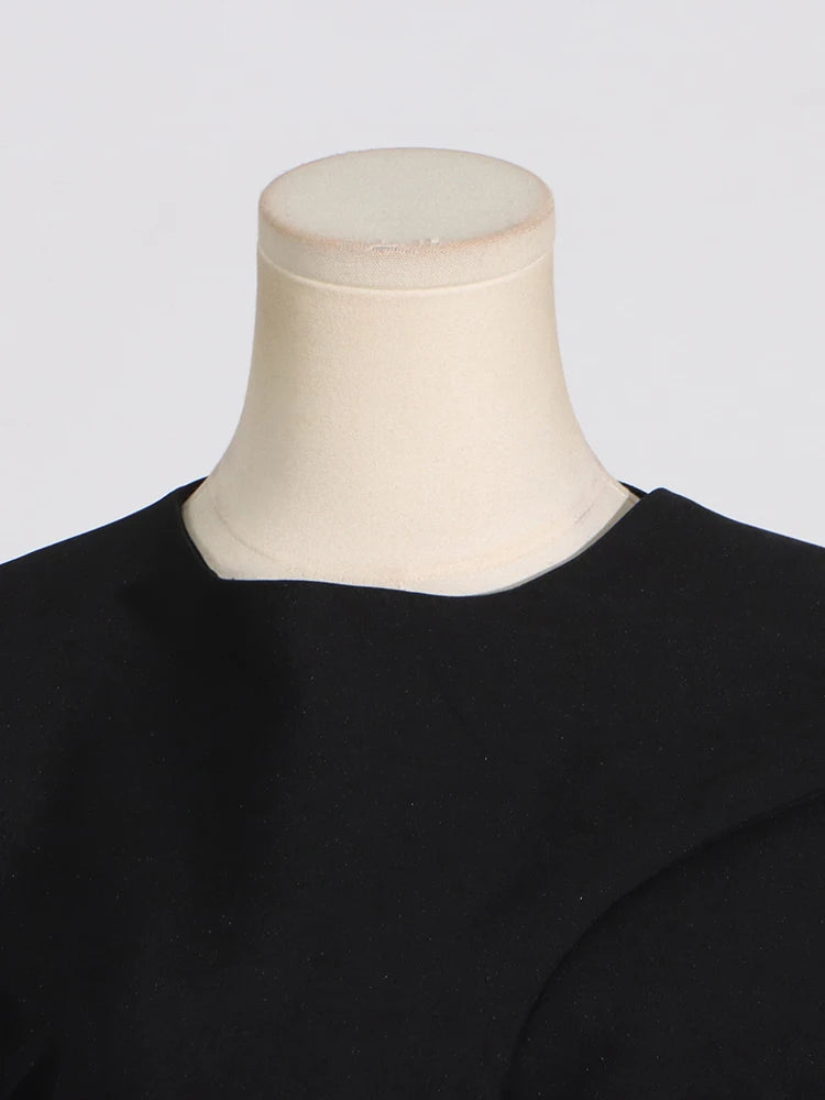 Asymmetric Round-Neck Slim Blazer