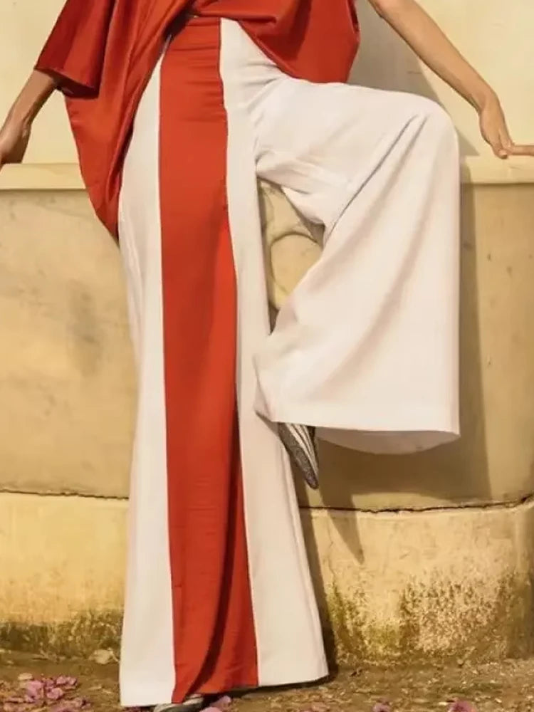 Contrast Stripe Wide-Leg Trousers