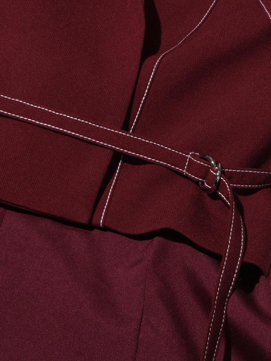 Notch Lapel Top & Straight Trousers Set