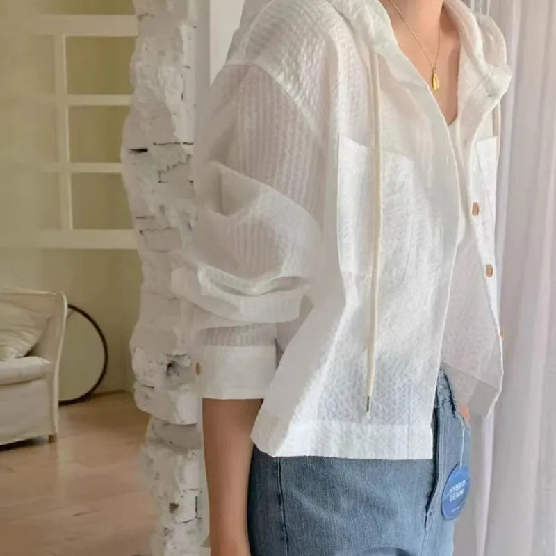 Striped Hooded Long-Sleeve Shirt