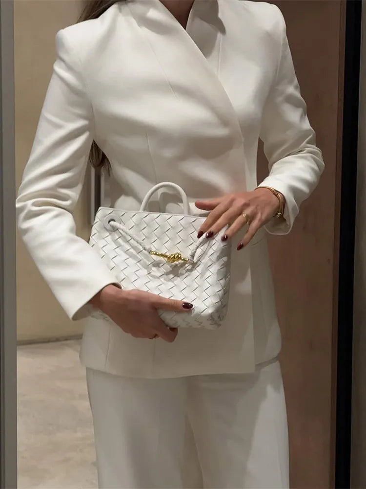 White Blazer & Flare Trousers Suit