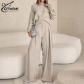 Lapel Shirt & High-Waist Trousers Set