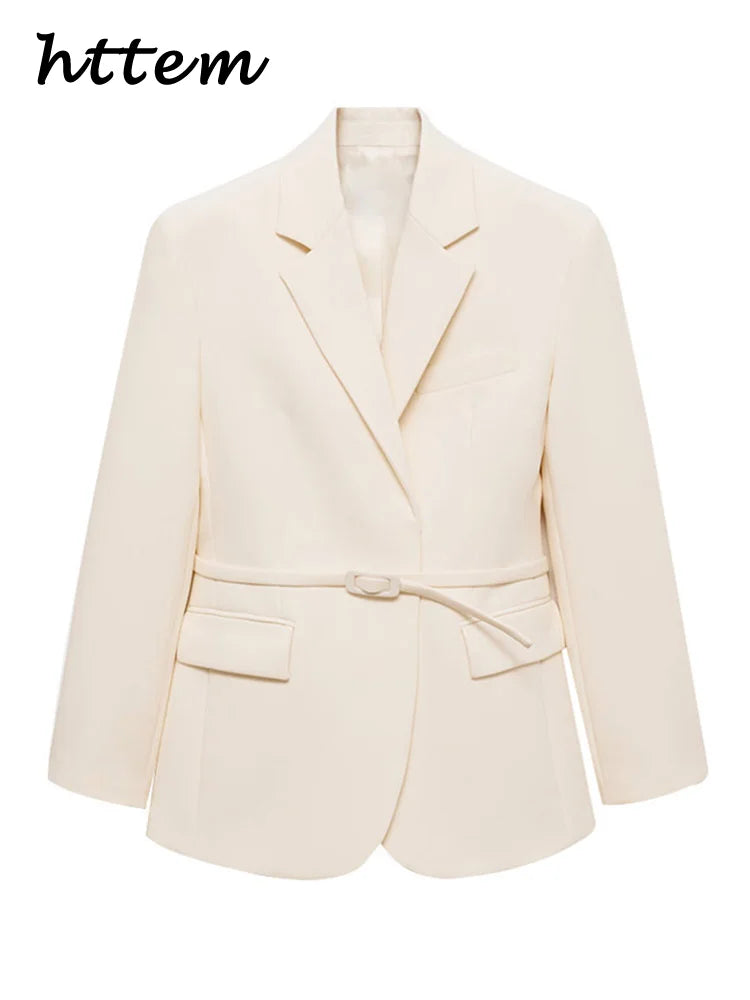 Belted Blazer & Wide-Leg Flare Trousers Set