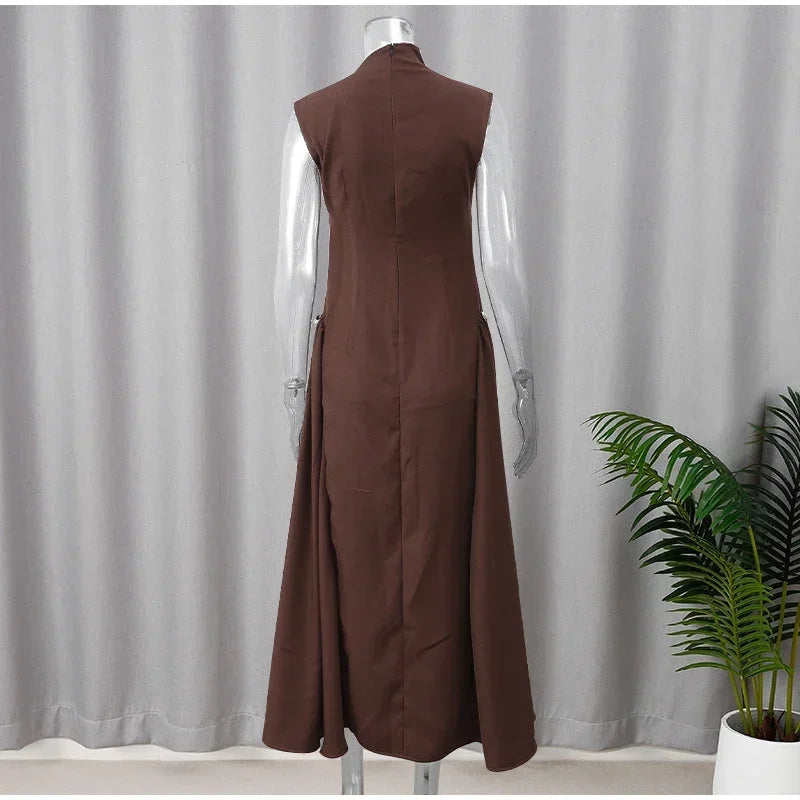 Contrast Patchwork Irregular Hem Evening Dress