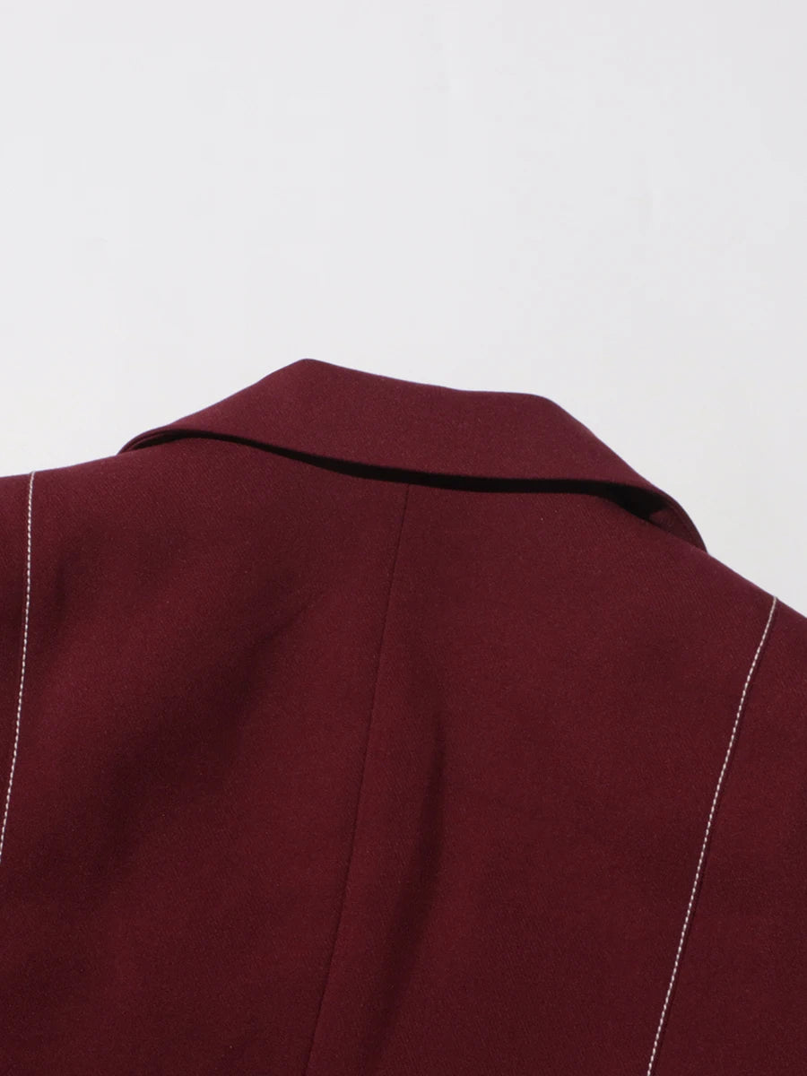 Notch Lapel Top & Straight Trousers Set