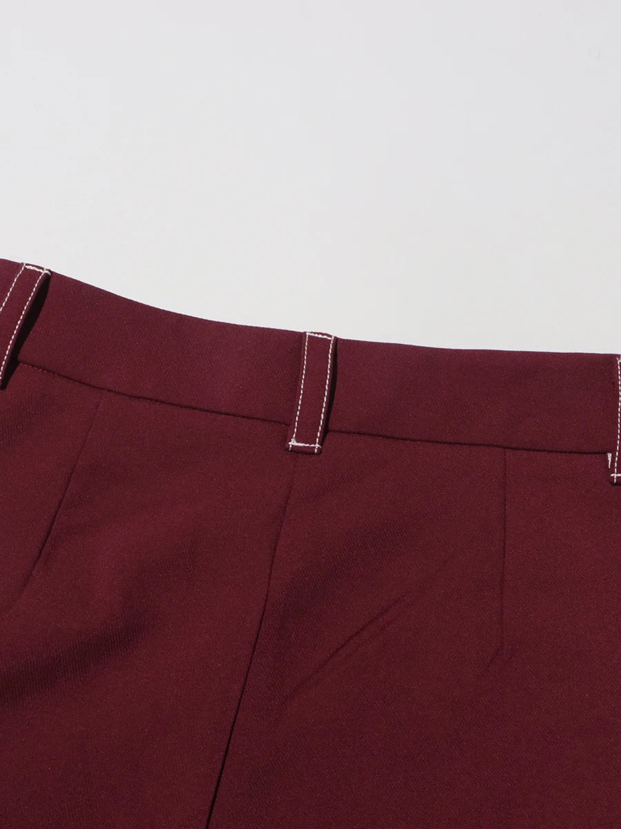 Notch Lapel Top & Straight Trousers Set