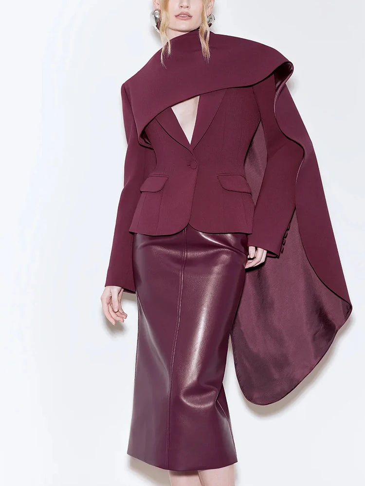 Scarf Collar Patchwork Jacket