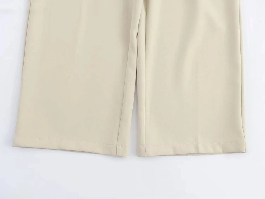 High-Waist Pleated Fluid Wide-Leg Trousers