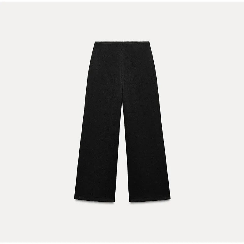 Knit Sleeveless Vest & Wide-Leg Trousers Set