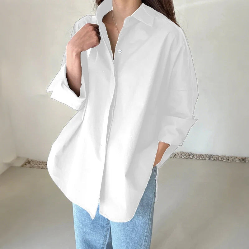 Oversized High-Low Button-Up Shirt