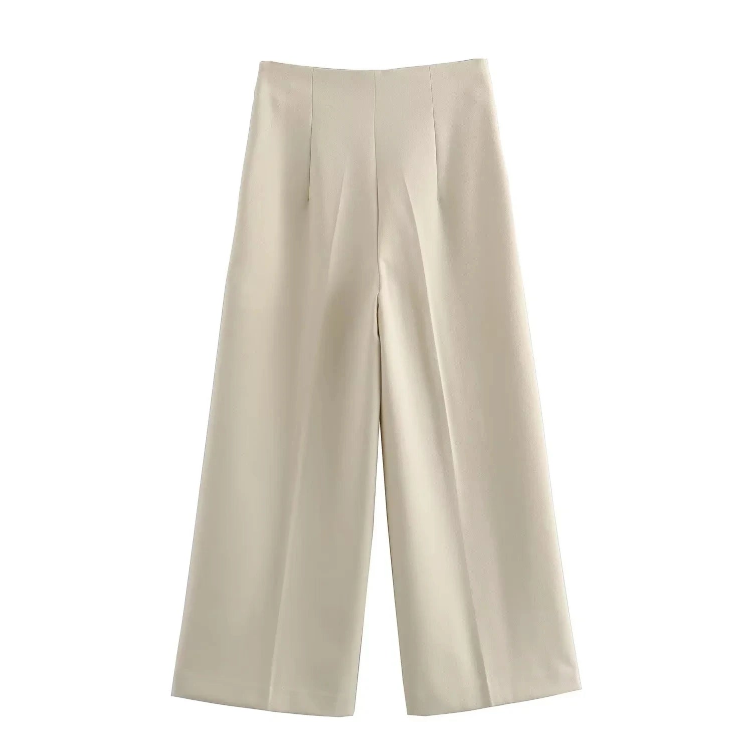 High-Waist Pleated Fluid Wide-Leg Trousers