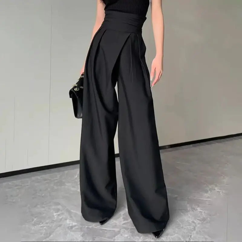 High Waist Wide Leg Straight Trousers