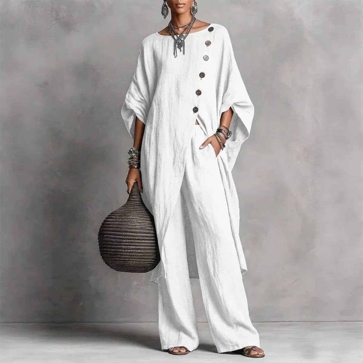 Batwing Sleeve Tunic & Wide Leg Pants Set