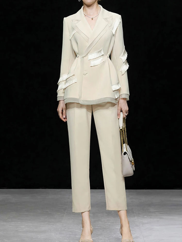 Tassel Lapel Two-Piece Set