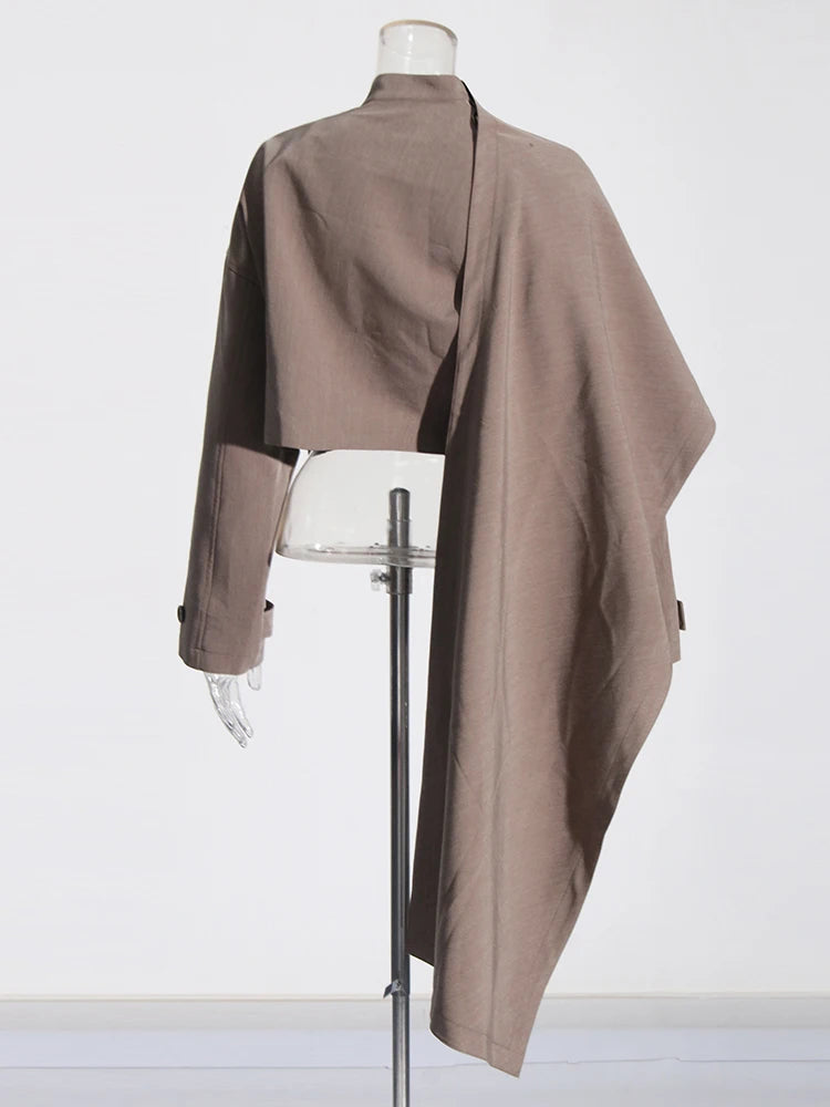 Asymmetric Turtleneck Short Jacket