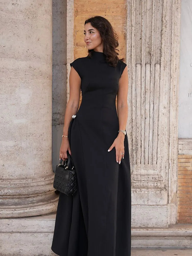Contrast Patchwork Irregular Hem Evening Dress