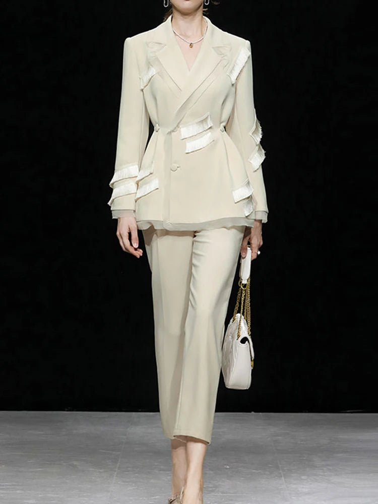 Tassel Lapel Two-Piece Set