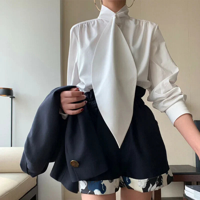 High-Neck Loose Fit Work Shirt