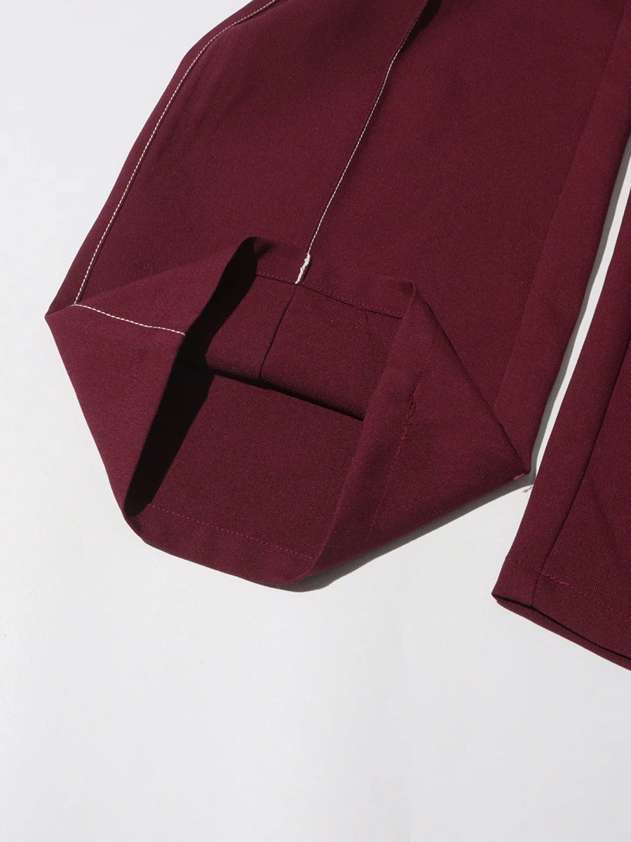 Notch Lapel Top & Straight Trousers Set
