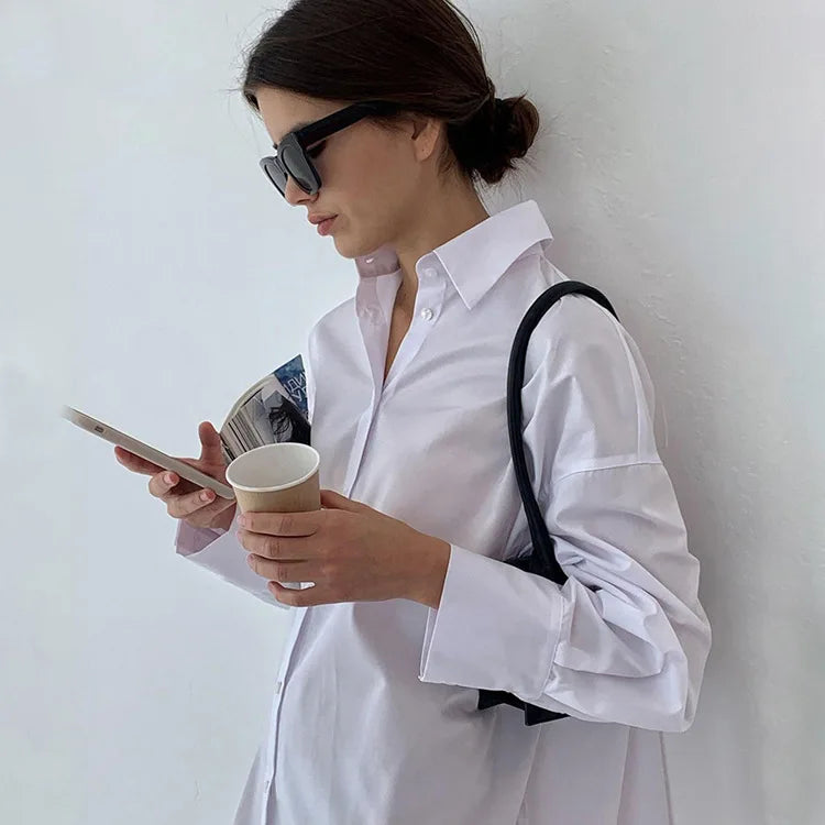Minimalist Patchwork Oversized Work Blouse