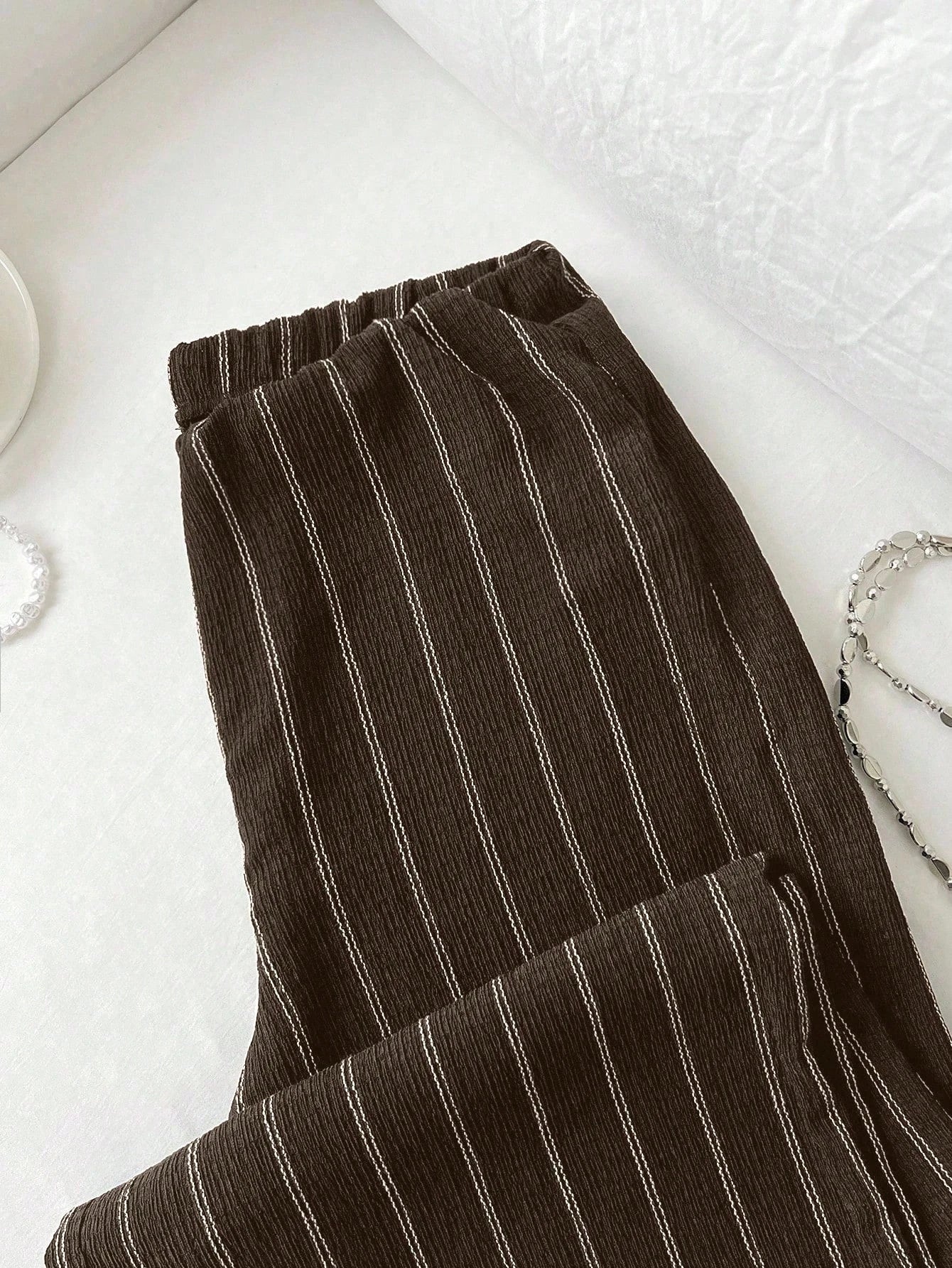 High Waist Striped Wide Leg Pants
