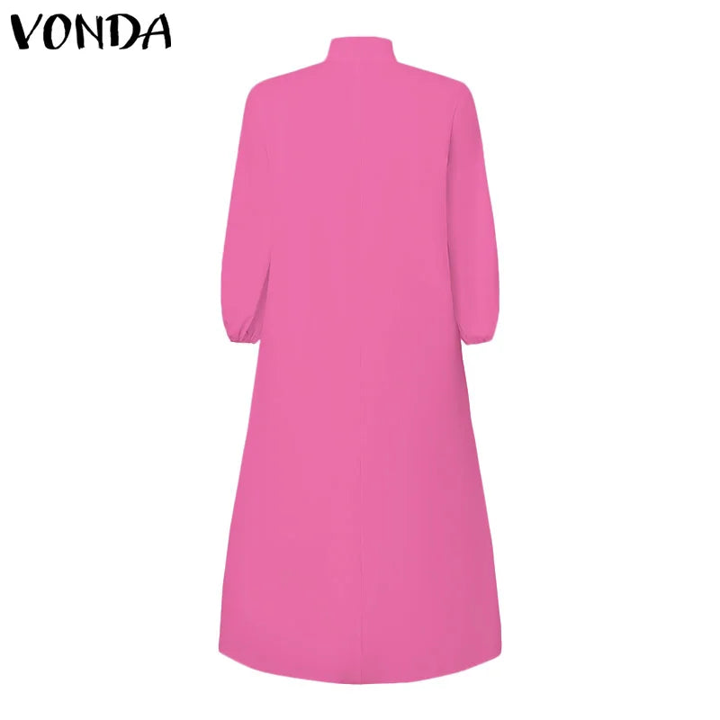 Elastic Waist A-Line Maxi Dress