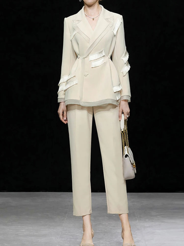 Tassel Lapel Two-Piece Set